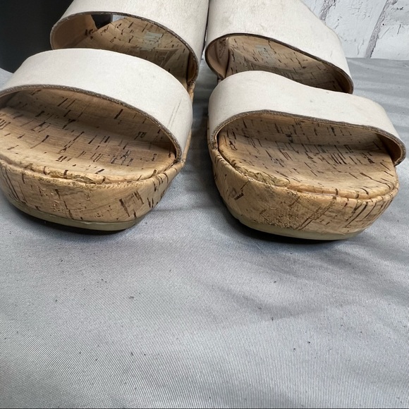 Korks Slides Sandals Tidal Slip On White Leather And Cork Size 6.5 - Picture 2 of 8